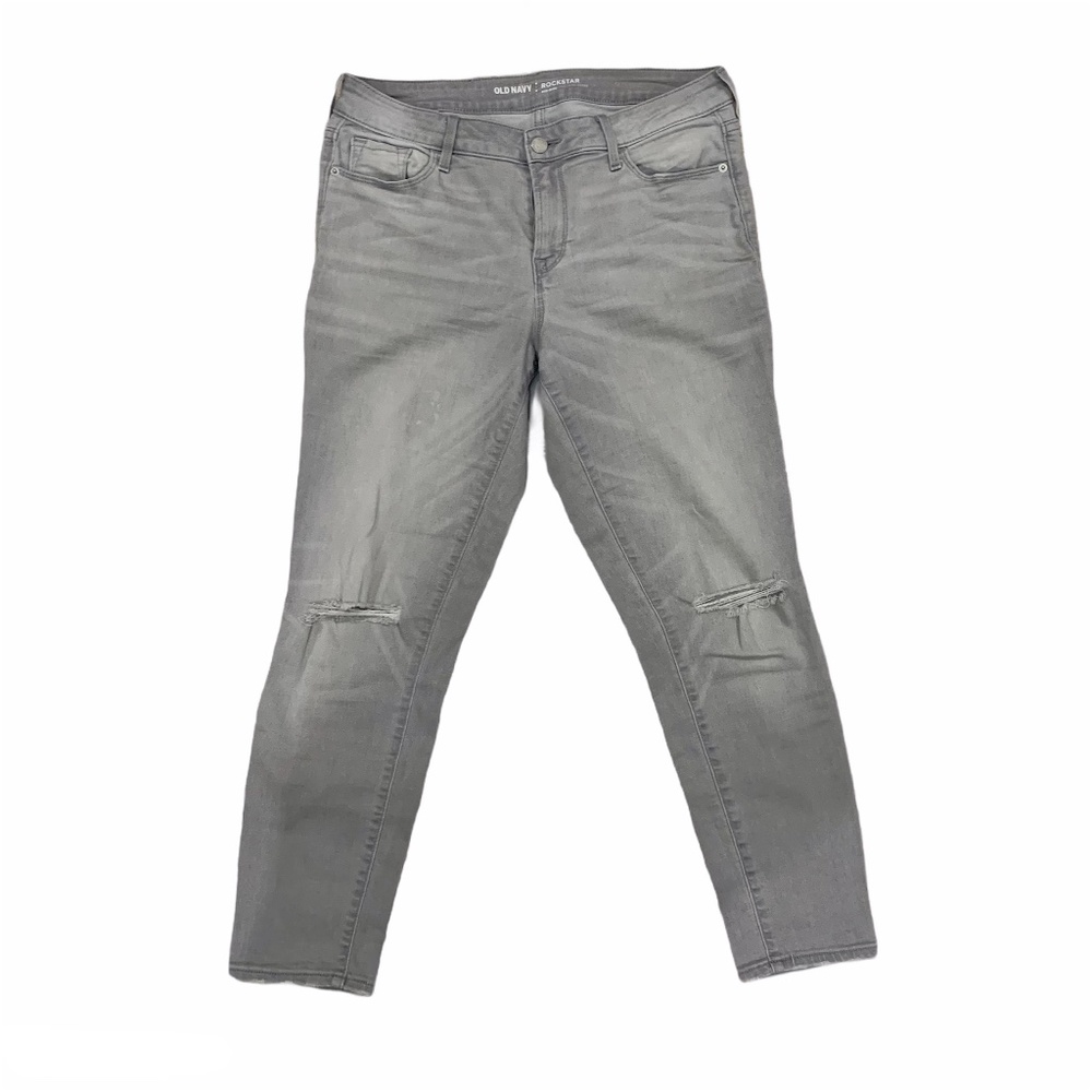 Old Navy Women's Jeans Gray Distressed Knee Sz 10